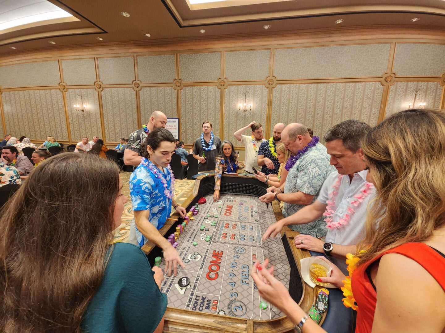 Island Shirted dealer at a themed event